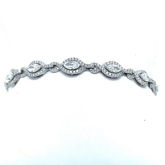 NATURAL DIAMOND BRACELET 1.47 CARAT IN 14K WHITE GOLD