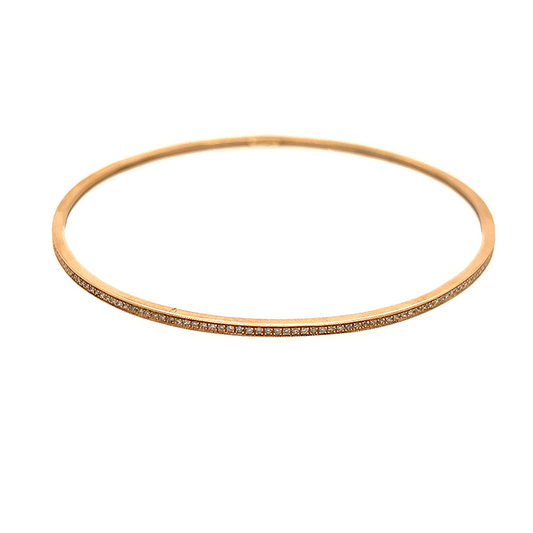 18K Yellow Gold Round Diamonds Thin Tennis Bangle