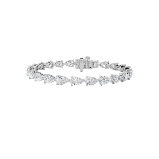12Cttw Pear Shaped Lab Grown Diamond (F/VS) FancyLine Bracelet in 14K Gold