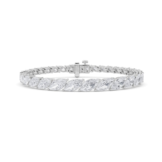 13Cttw Marquise Shaped Lab Grown Diamond (F/VS) Fancy Bracelet in 14K Gold