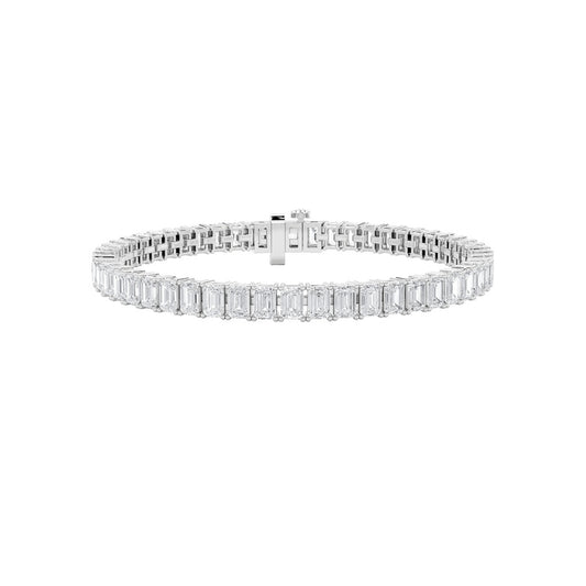 13Cttw Emerald Shaped Lab Grown Diamond North South Bracelet in 14K Gold (F/VS)