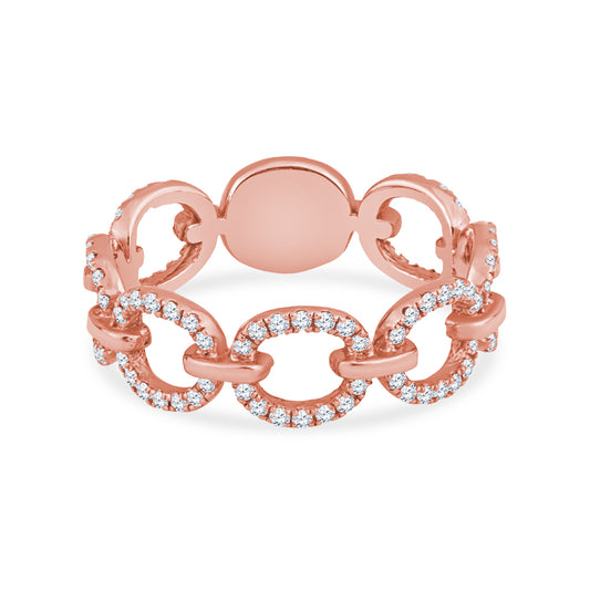 7-Circle Diamond Link 14K Rose Gold Wedding Band