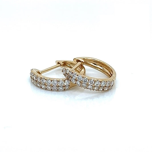 18K Yellow Gold Elegant Huggies with 0.39 CTW Diamonds