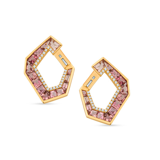 Prismatic Sparkle with Edgy Morganite & Diamond Earrings
