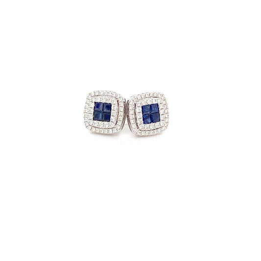 18kt White Gold Diamond Sapphire Earrings – 0.43ct / 0.63ct