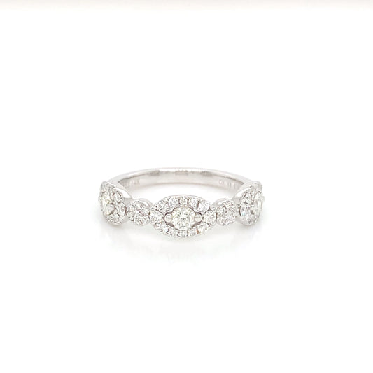 14K White Gold Chain Diamond Ring | Elegant Linked Band 0.67 CTW