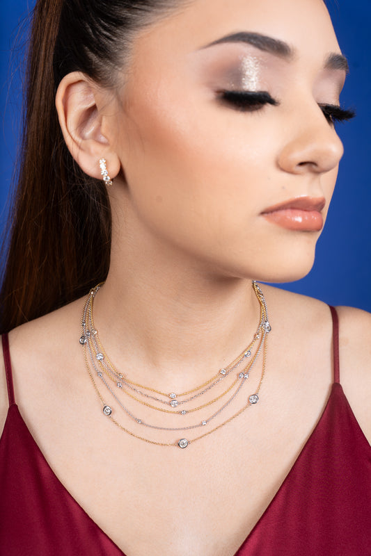 Elegant 14K White Gold By The Yard Necklace with Earth Mined Diamonds