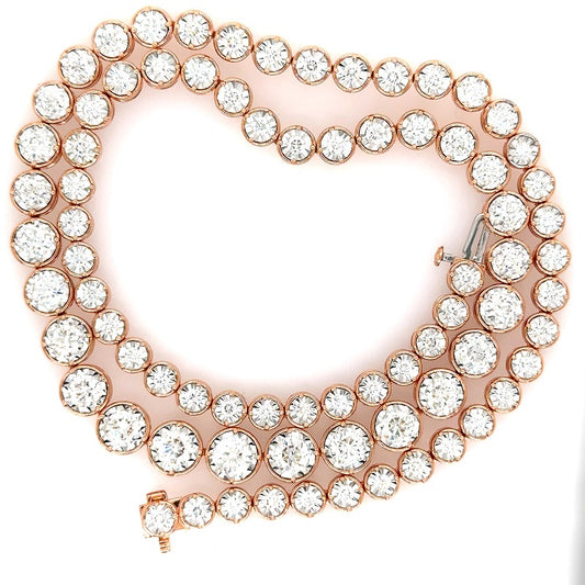 14k Rose Gold Illusion Setting Graduated Tennis Necklace