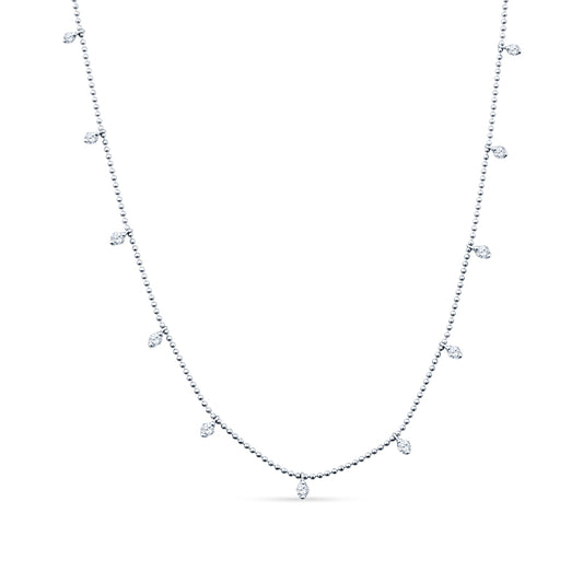 Textured Bead Chain Meets Shimmering Diamonds in This Unique 18K White Gold Necklace
