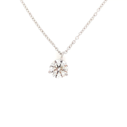 White Gold Solitaire Diamond Pendant | Elegant 14K Design