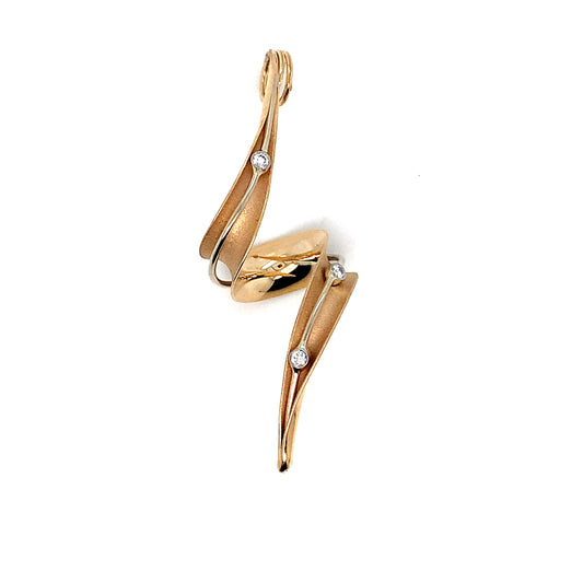Gold Twisted Diamond Pendant | 14K Yellow Gold Necklace