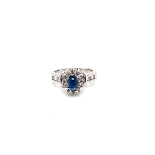 White Gold Sapphire Diamond Ring | 14K Fantasy Design