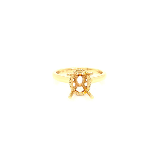 18kt Yellow Gold Semi Mount Ring – Hidden Halo Basket 0.13ct, Size 6.5