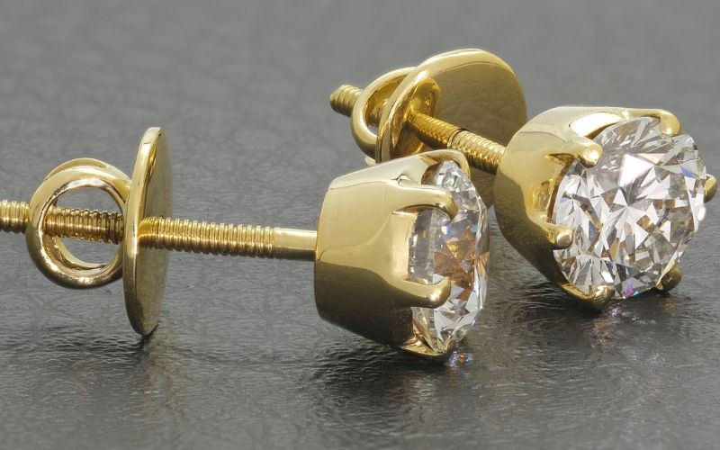 Natural Diamond Solitaire Stud Earrings in Houston