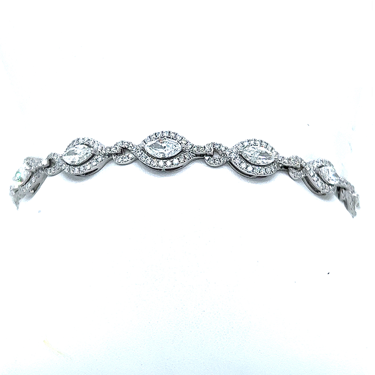NATURAL DIAMOND BRACELET 1.47 CARAT IN 14K WHITE GOLD