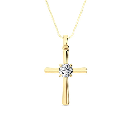 0.5CTW Round Shaped Lab Grown Diamond (F/VS) Necklace in 14K Yellow Gold