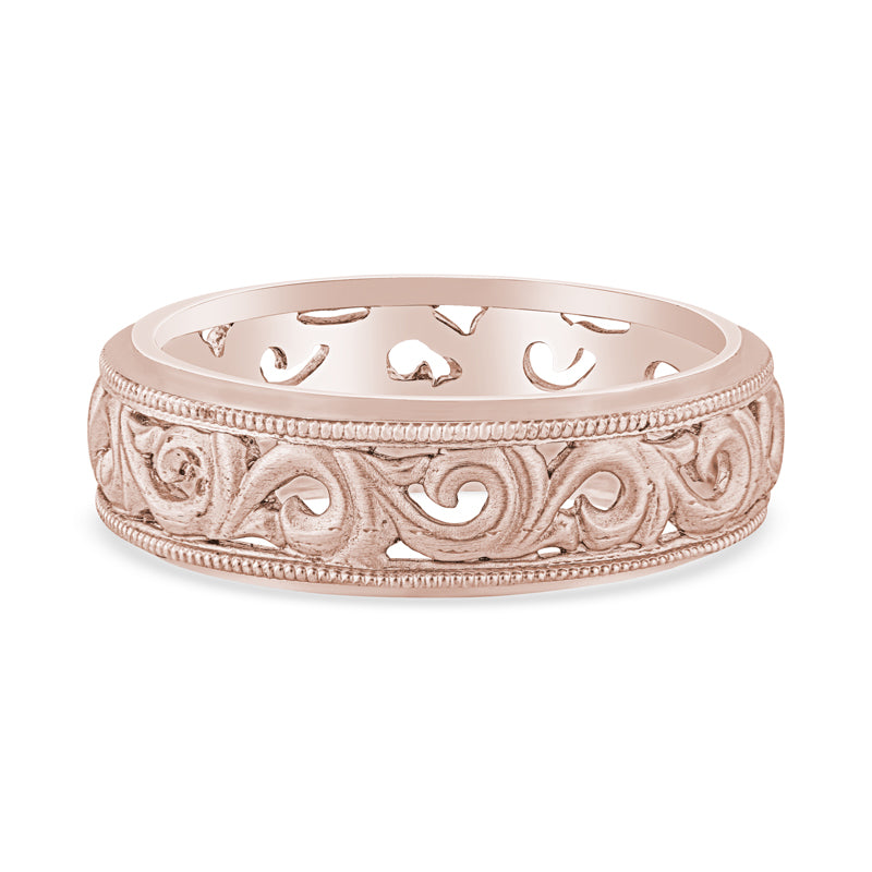 14k Rose Gold Antique Mens Wedding Band