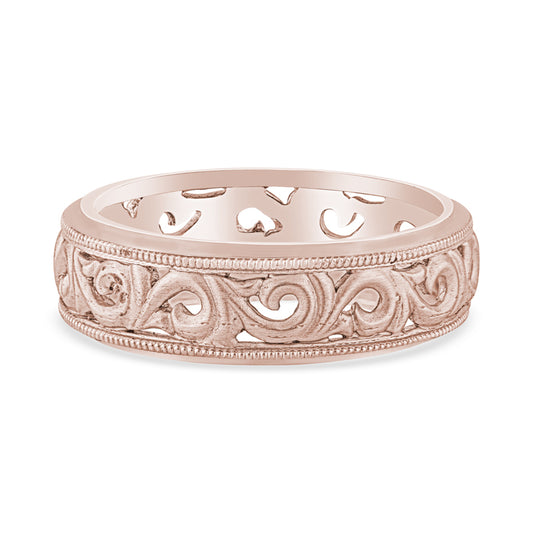 14k Rose Gold Antique Mens Wedding Band