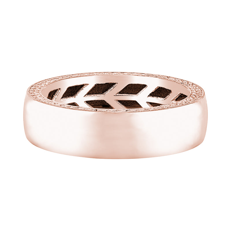 14k Rose Gold Beautifully Crafted Leaf Mens Wedding Band