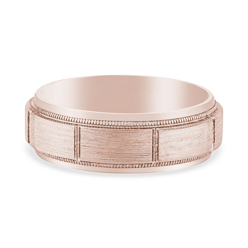 14k Rose Gold Brushed Comfort Mens Wedding Band