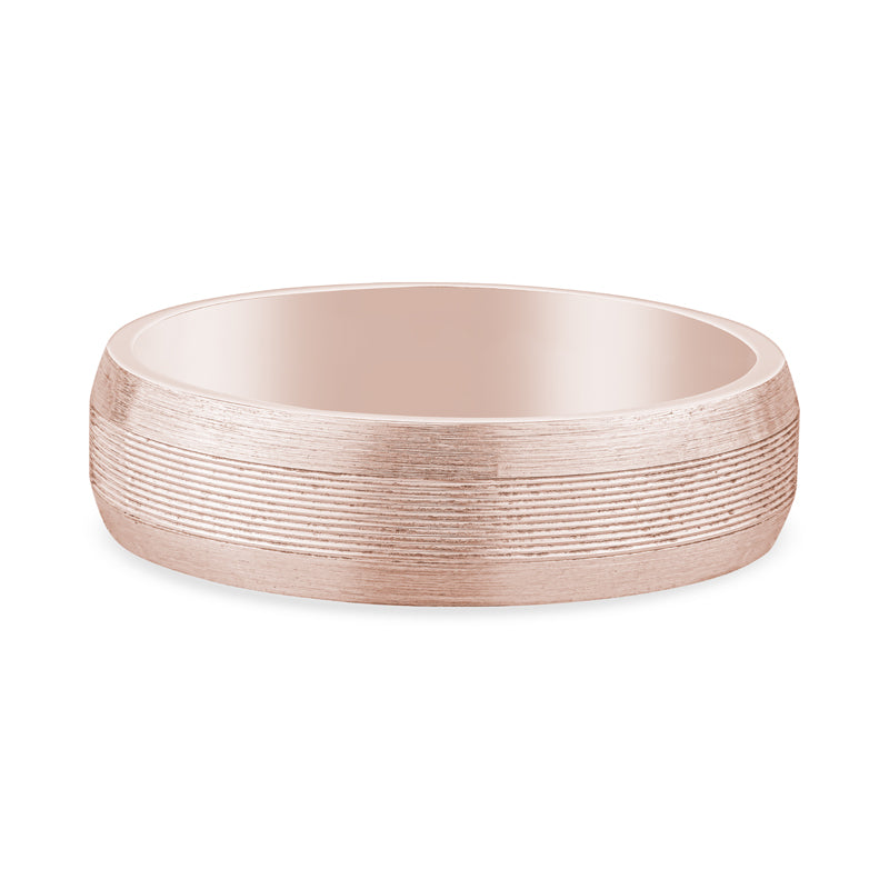 14k Rose Gold Brushed Mens Wedding Band