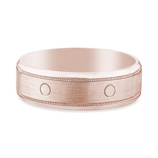 14k Rose Gold Cartier Inspired Mens Wedding Band