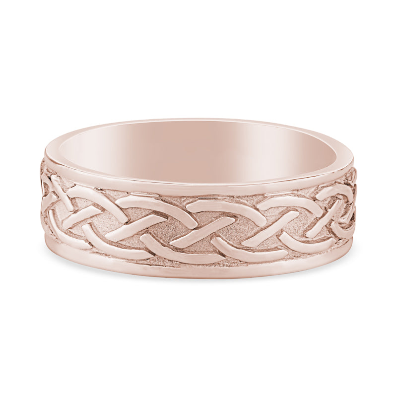 14k Rose Gold Celtic Knot Mens Wedding Band