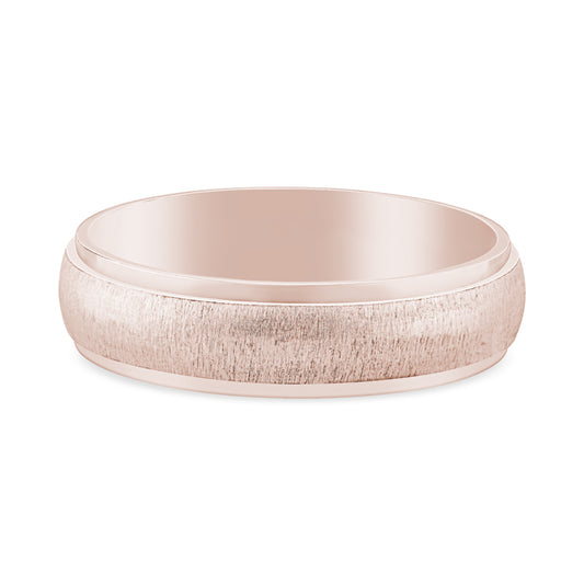 14k Rose Gold Comfort Fit Brushed Mens Wedding Band