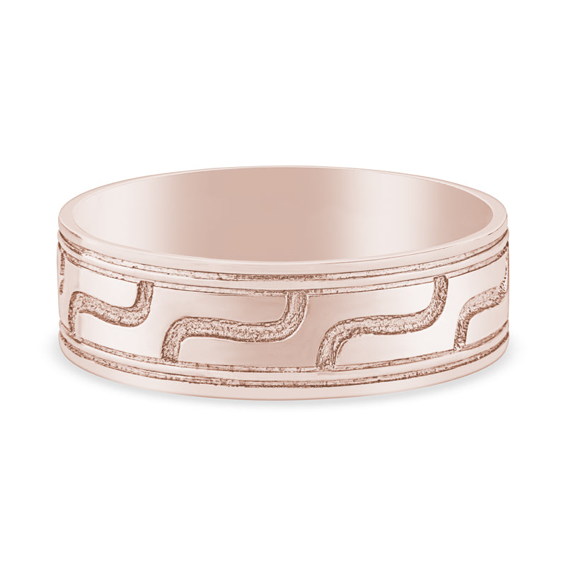 14k Rose Gold Geometric Mens Wedding Band