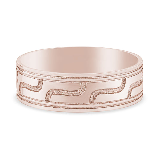 14k Rose Gold Geometric Mens Wedding Band