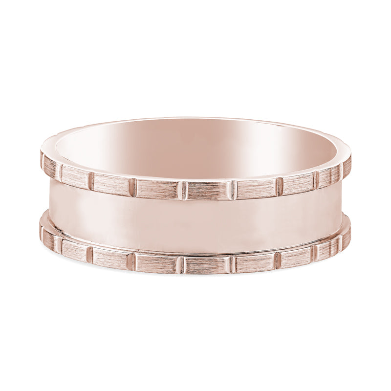 14k Rose Gold Mens Textured Wedding Band