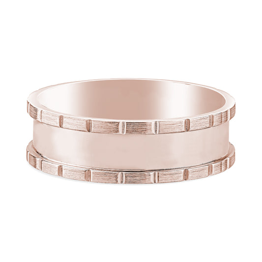 14k Rose Gold Mens Textured Wedding Band