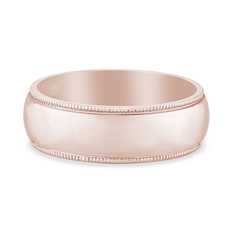 14K Rose Gold Milgrain Design Mens Wedding Band