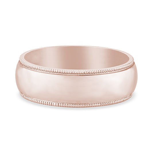 14K Rose Gold Milgrain Design Mens Wedding Band
