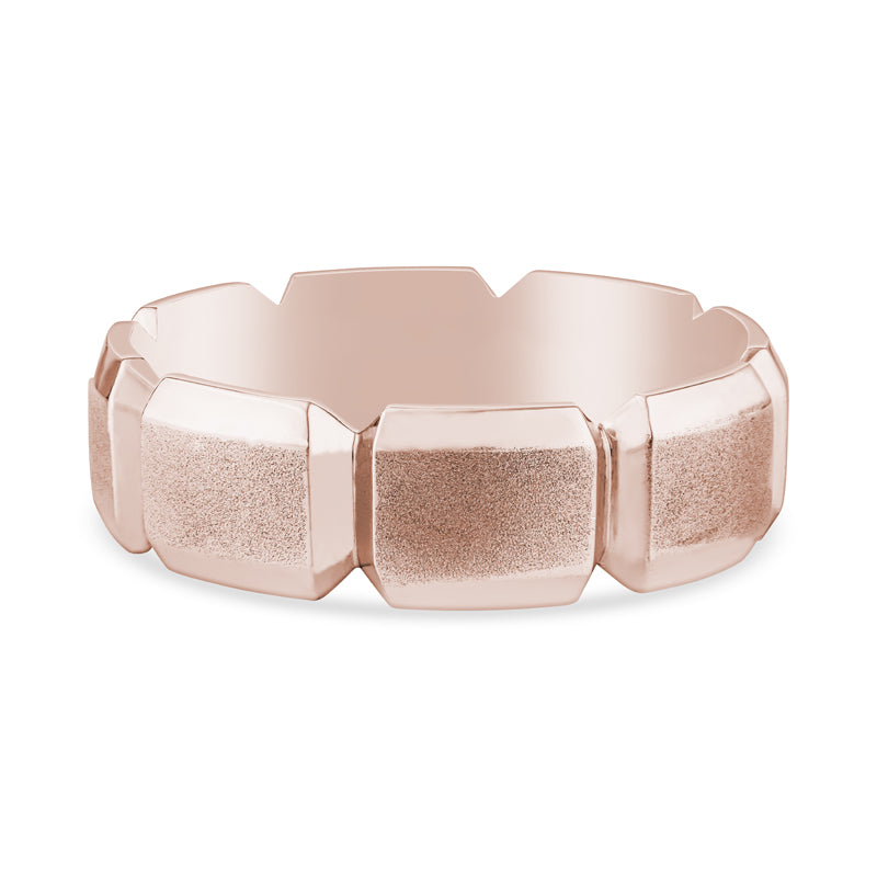 14k Rose Gold Rectangular Cut Mens Wedding Band