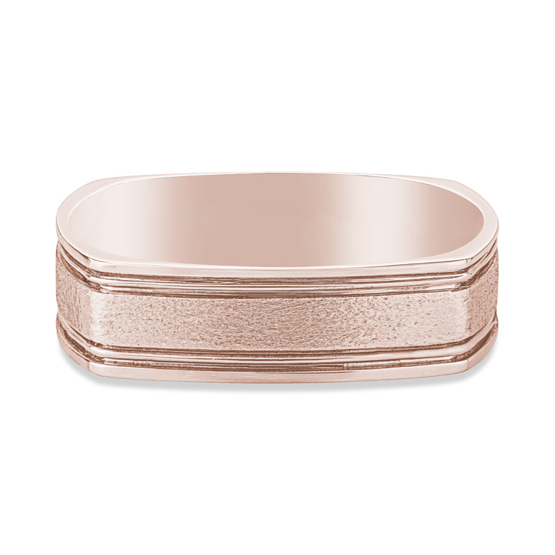14k Rose Gold Square Mens Wedding Band