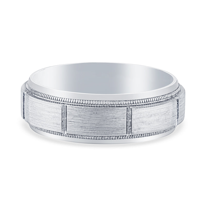 14k White Gold Brushed Comfort Mens Wedding Band
