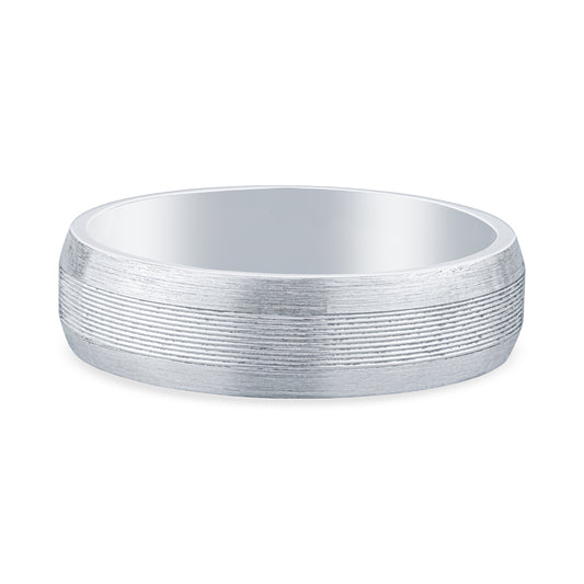14k White Gold Brushed Mens Wedding Band