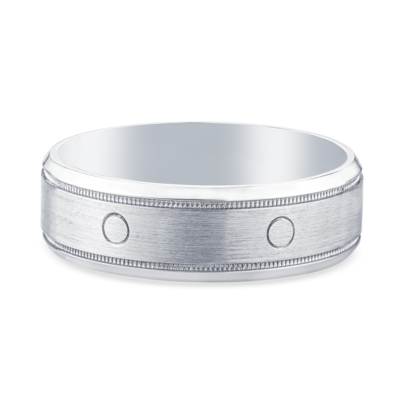 14k White Gold Cartier Inspired Mens Wedding Band