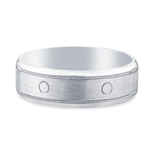 14k White Gold Cartier Inspired Mens Wedding Band