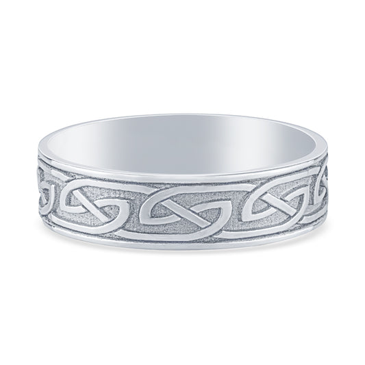 14k White Gold Celtic Mens Wedding Band