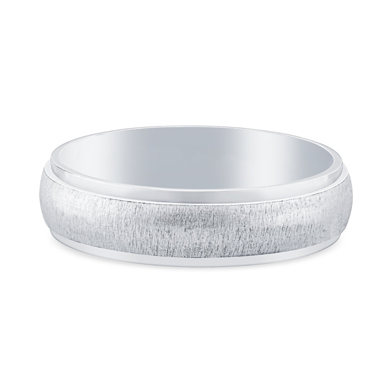 14k White Gold Comfort Fit Brushed Mens Wedding Band