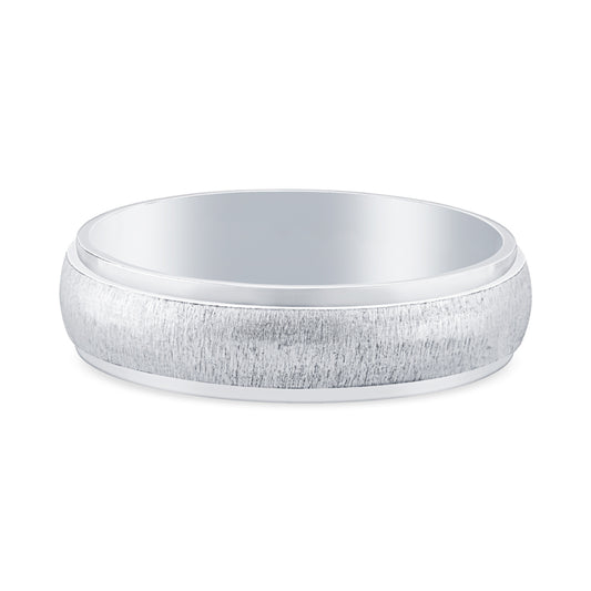14k White Gold Comfort Fit Brushed Mens Wedding Band