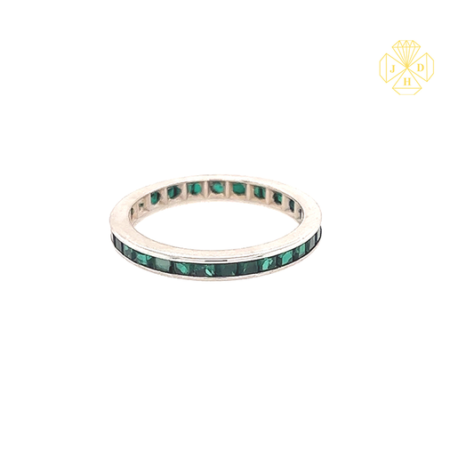 14K White Gold Emerald Eternity Band for Women