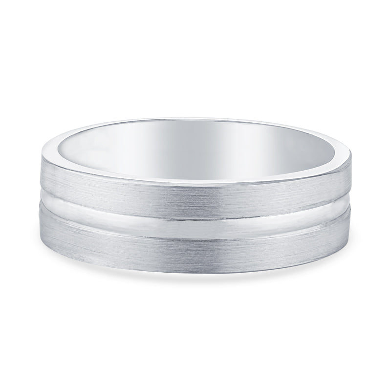 14k White Gold Flat Comfort Fit Mens Wedding Band