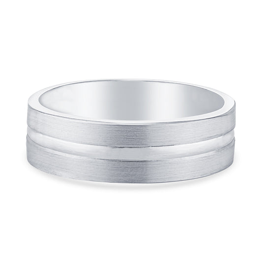 14k White Gold Flat Comfort Fit Mens Wedding Band