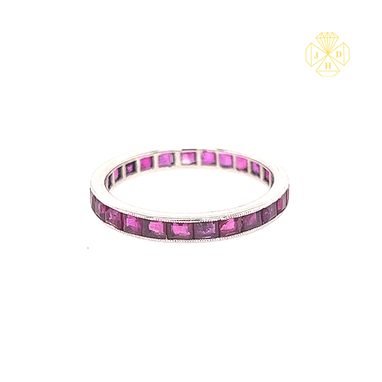 14K White Gold Ruby Eternity Band for Women