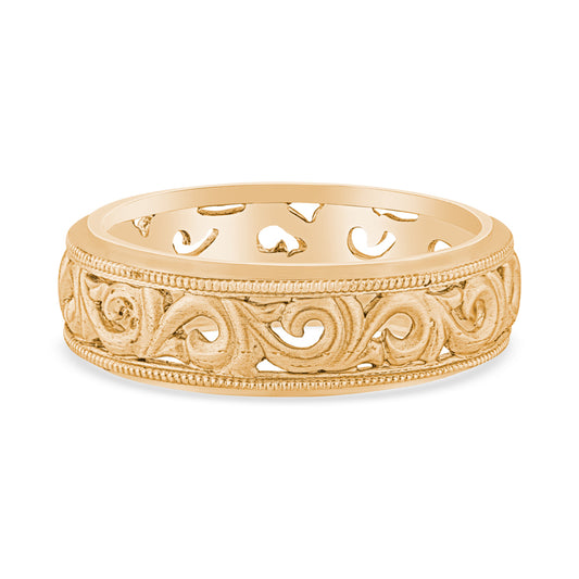 14k Yellow Gold Antique Mens Wedding Band