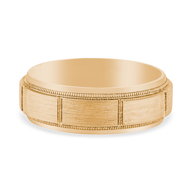 14k Yellow Gold Brushed Comfort Mens Wedding Band