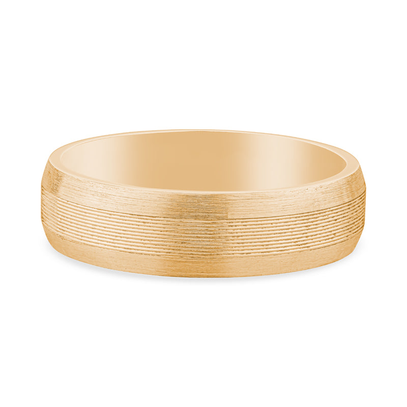 14k Yellow Gold Brushed Mens Wedding Band